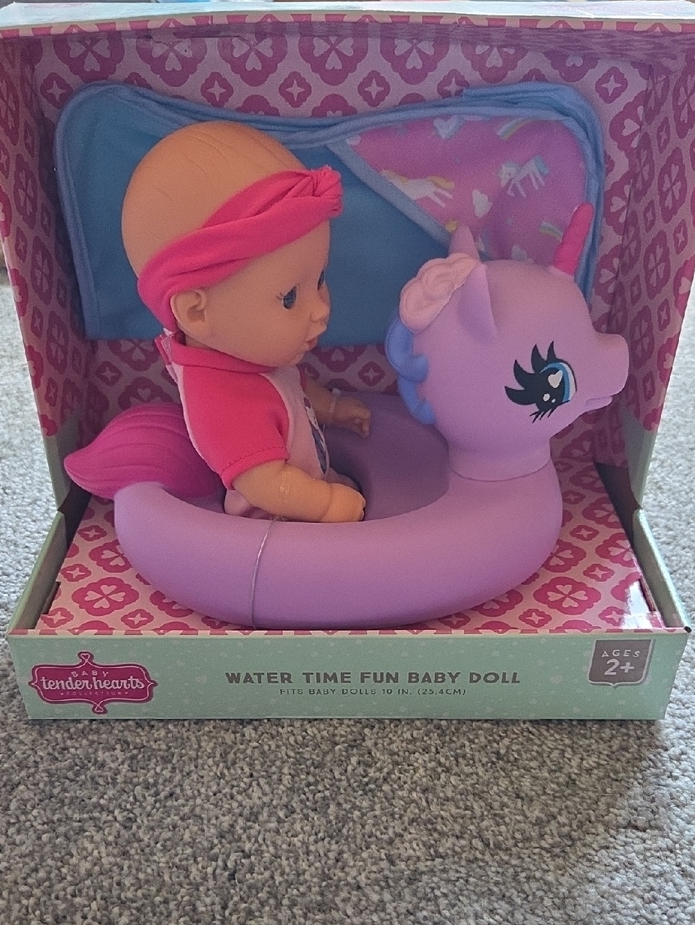 Tender Hearts Water Time Fun Baby Doll with Purple Unicorn Float